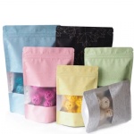 2021 high quality custom dry food stand up pouches white moisture stand up pouch with window for tea coffee whey protein powder