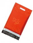 Stocks to sell red design poly mailers with handle 10*13in waterproof 25*33cm handle red mailing bags 500pcs for shipping